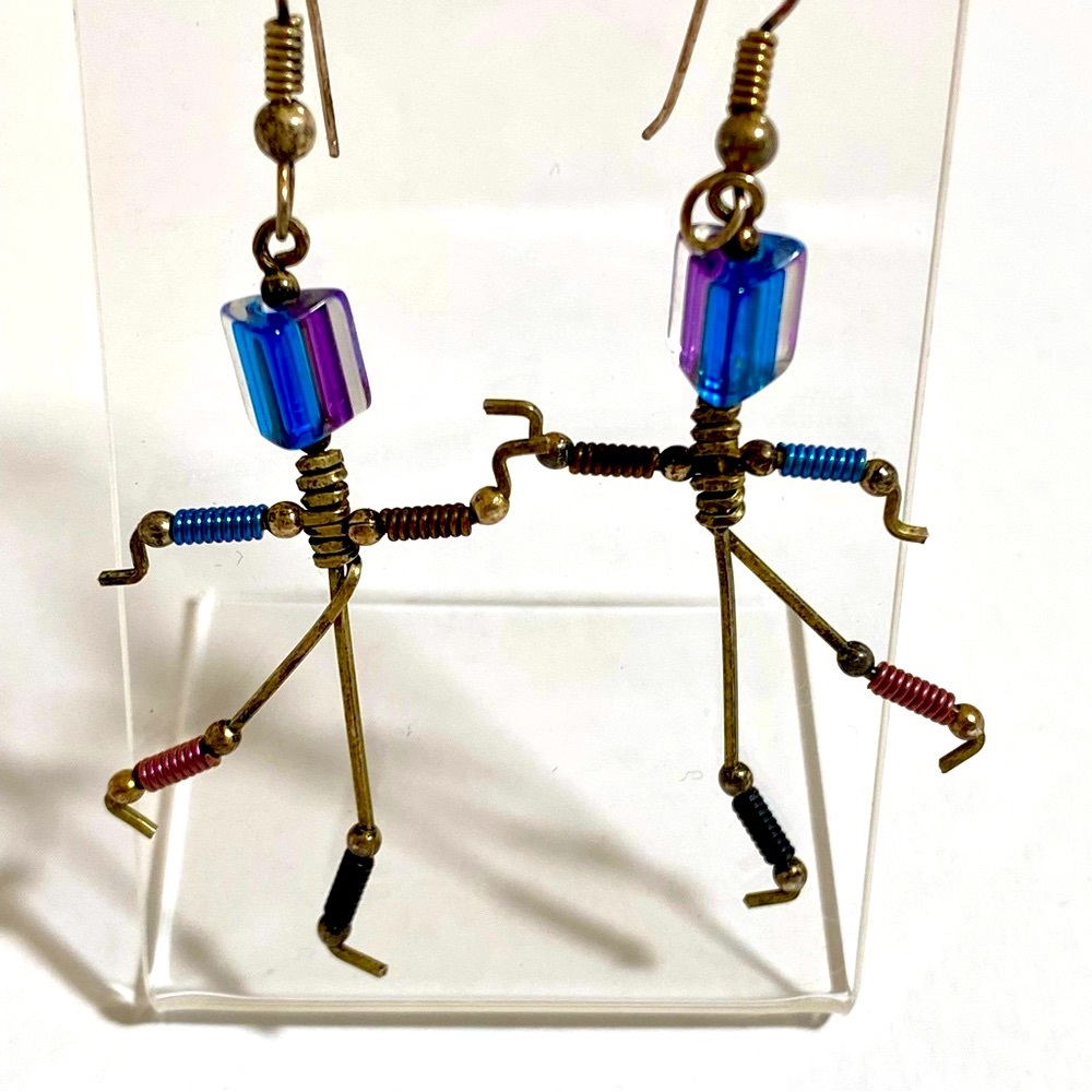 Vintage 90’s Handcrafted Wire dangle Earrings Pierced Ears